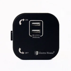 Розетка трекова подвійна USB Pandora Black (Чорний) 2,4 А