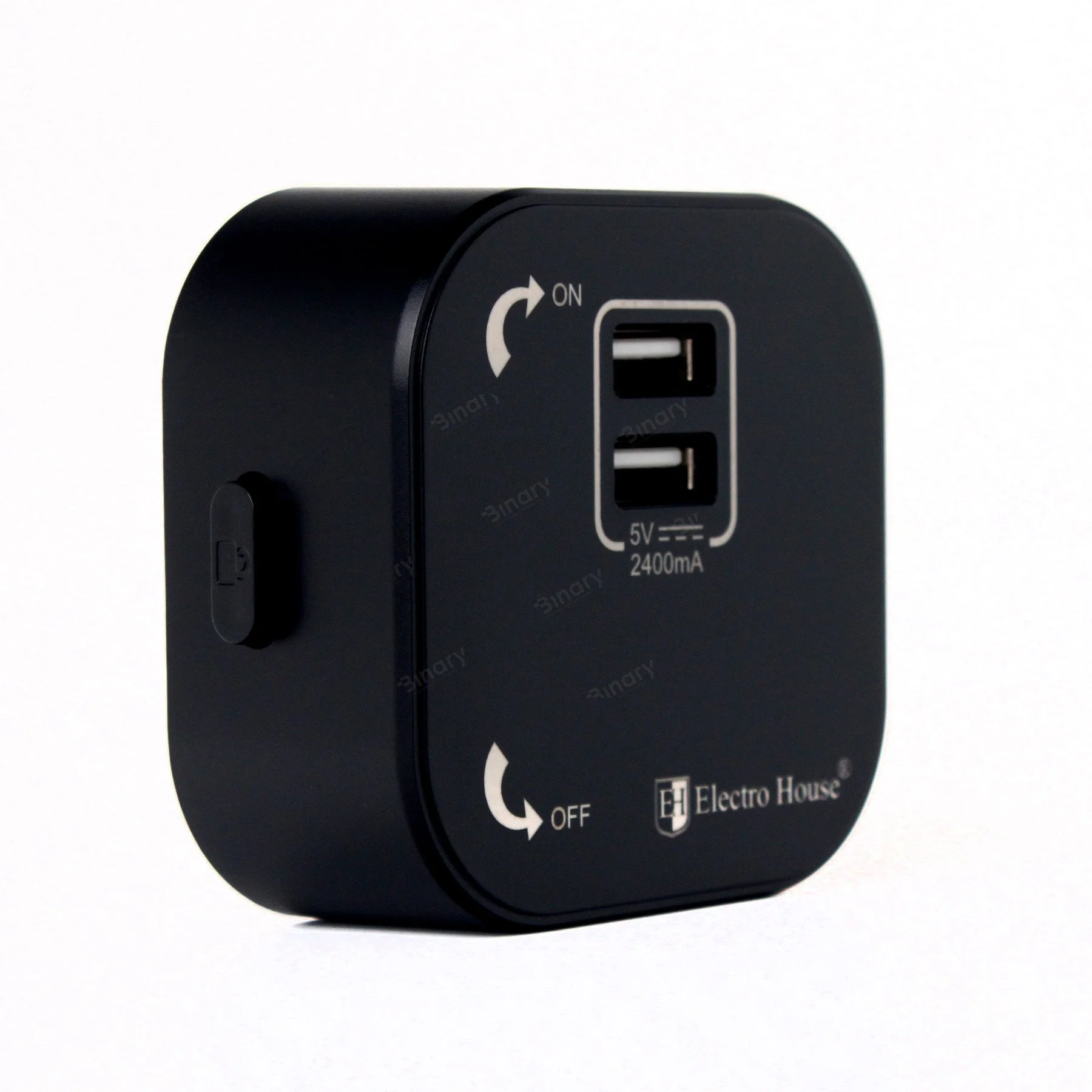 Розетка трекова подвійна USB Pandora Black (Чорний) 2,4 А ElectroHouse EH-PT-002B — фото 2