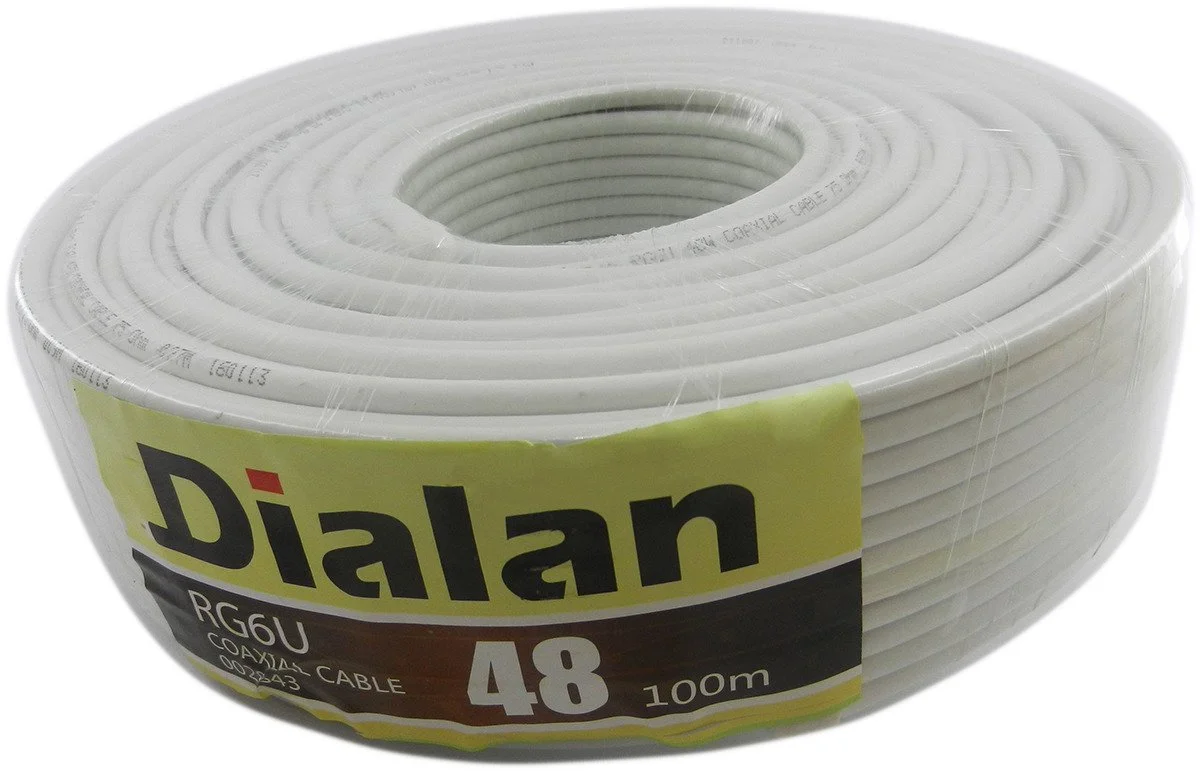 Коаксіальний кабель Dialan RG6U-48W Cu 1.02 мм 75 Ом 100 м Dialan 002988 — фото 2