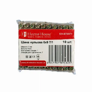 Шина нулевая 6х9 мм² 7/1,  отверстие