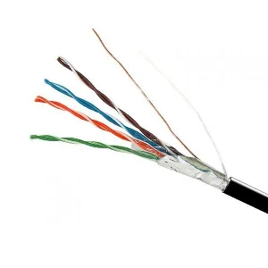 Сетевой кабель FTP cat5e 4х2х0,51 мм² CCA PE черный, со стальным проводом, наружный монтаж